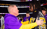 LSU head coach Brian Kelly talks with 5-star Lamar Brown on game day (Photo: Lamar Brown)